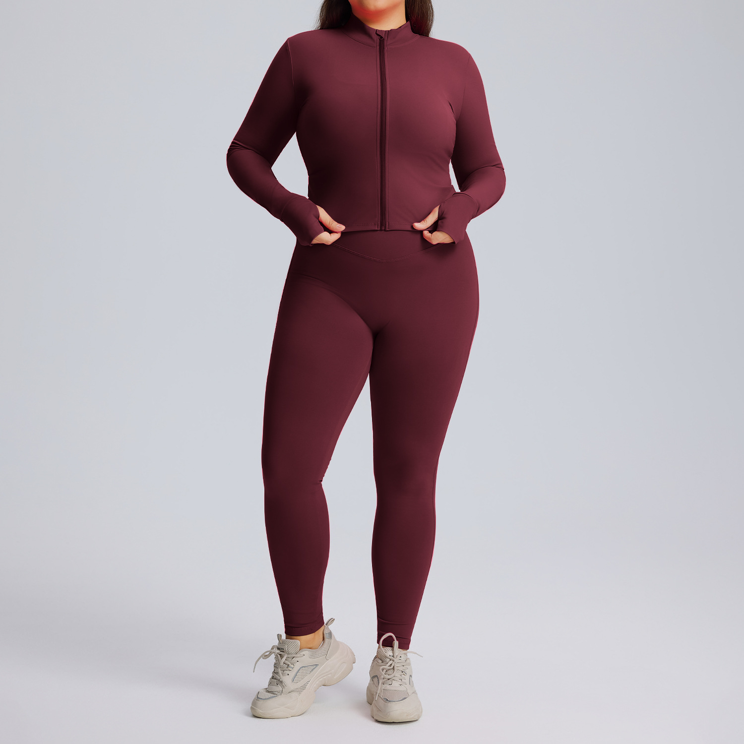 Long sleeved yoga suit set women's sportswear three piece set 2