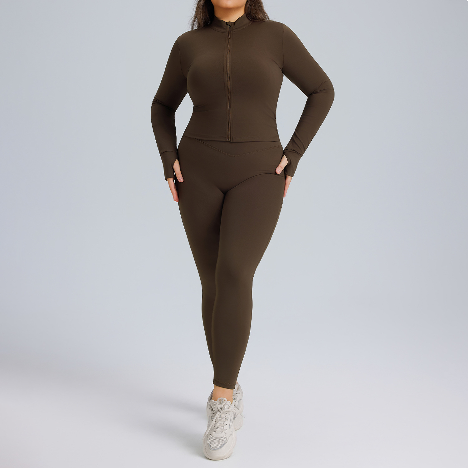 Long sleeved yoga suit set women's sportswear three piece set 5