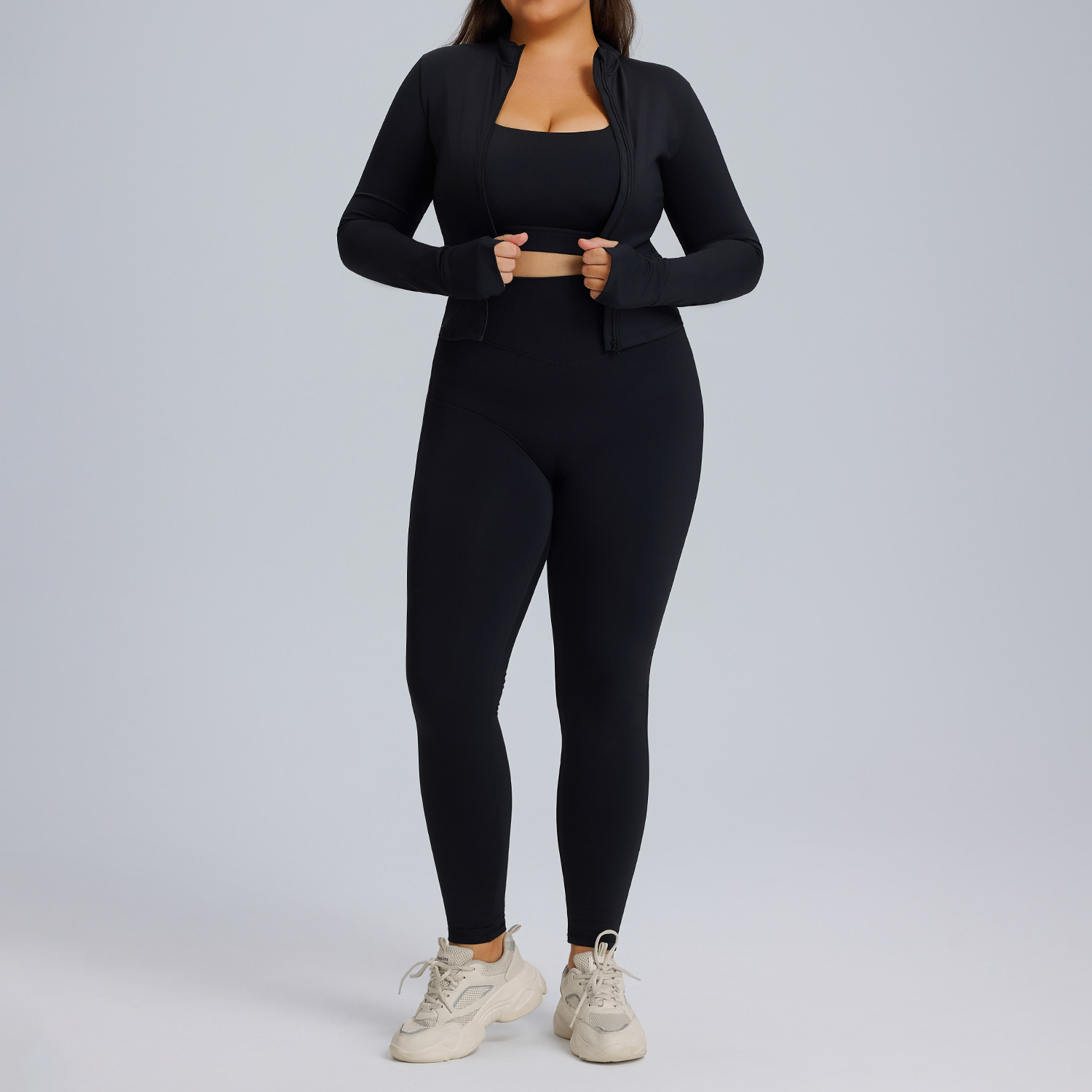 Long sleeved yoga suit set women's sportswear three piece set 14