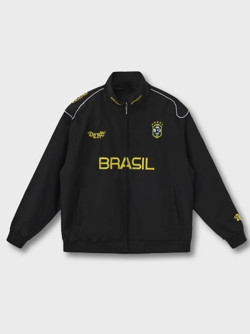 Men&rsquo;s Windproof Zip Up Track Jacket Lightweight Embroidered Graphic Jacket Stand