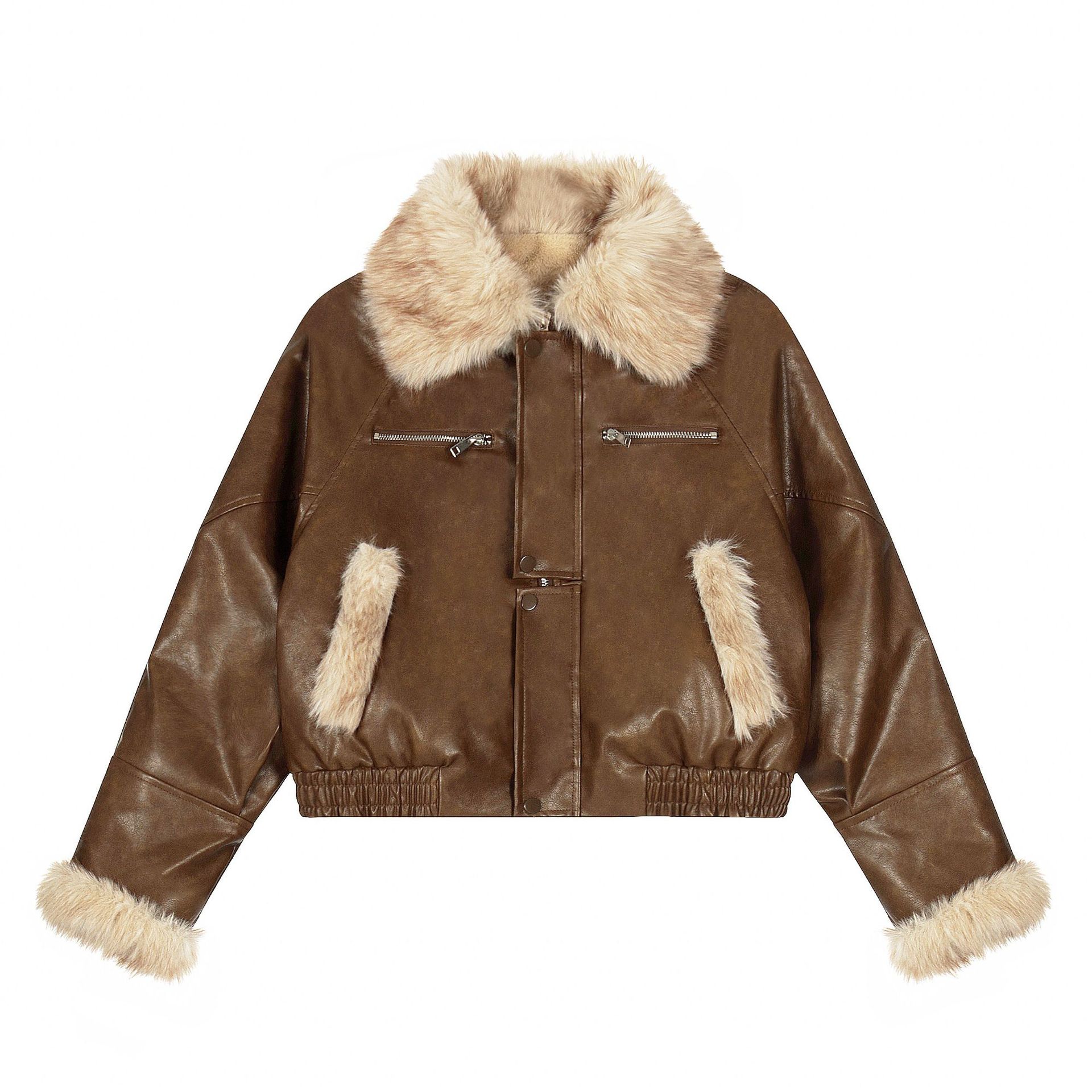 Teddy-Trim Cropped Jacket