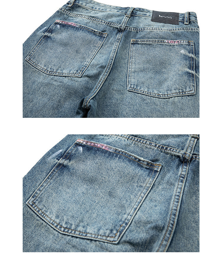 Washed straight leg jeans full length styled look