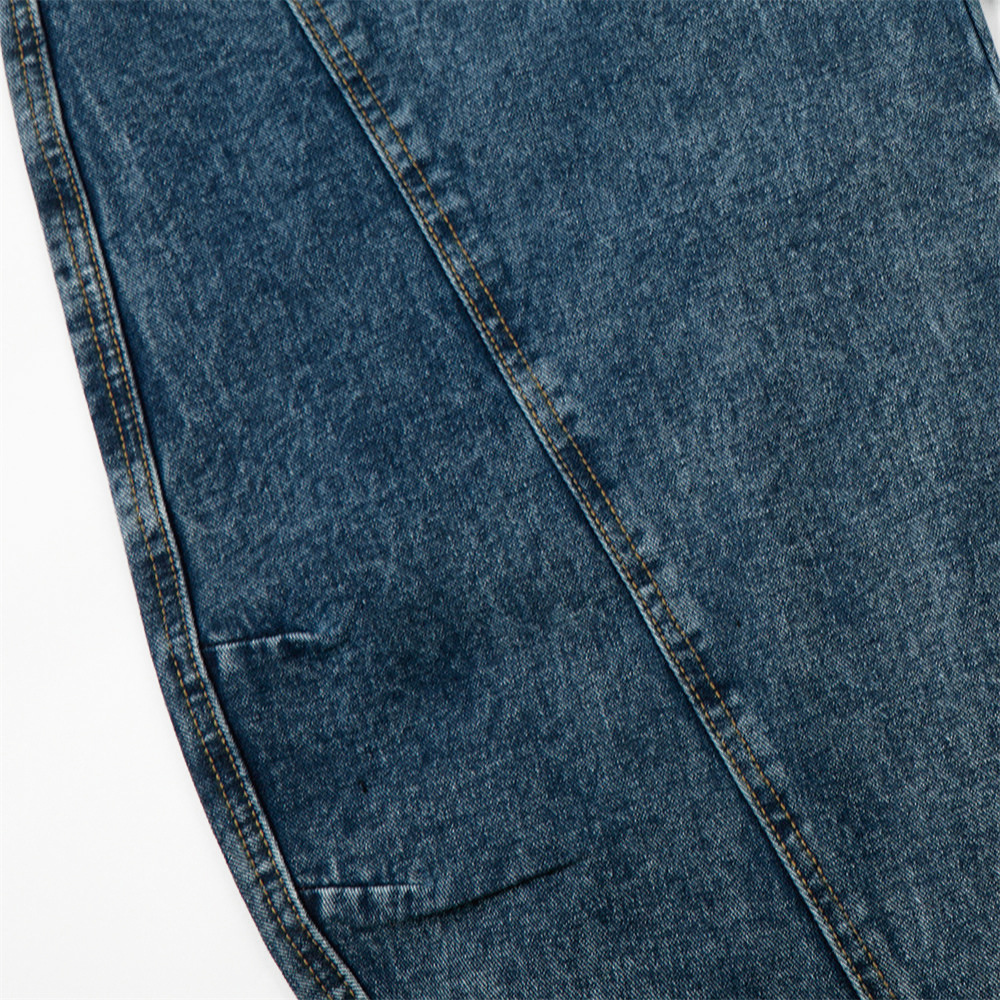 Blue denim jeans cuff opening detail