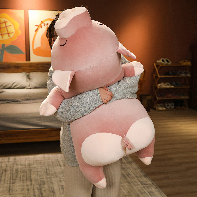 Cute Love Pig Plush Toy Long Pillow for Kids, Soft Stuffed Animal for Bed Sleeping, Children's