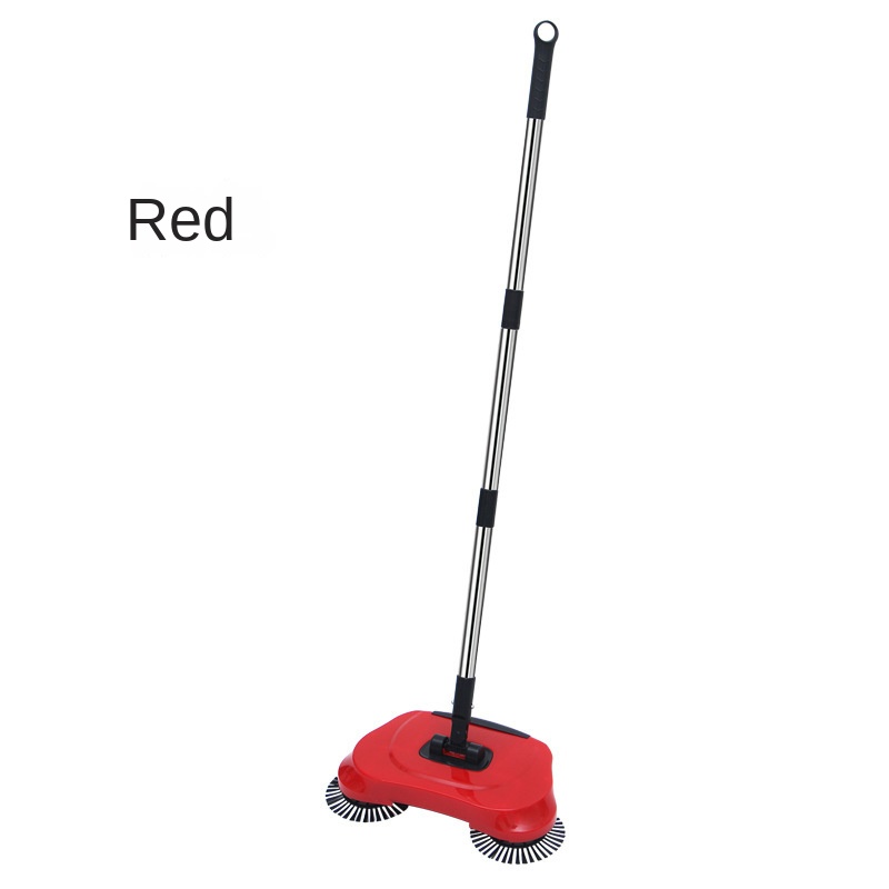 Sweeper head collecting visible hair and dust from a hardwood floor, demonstrating effective pet hair pickup