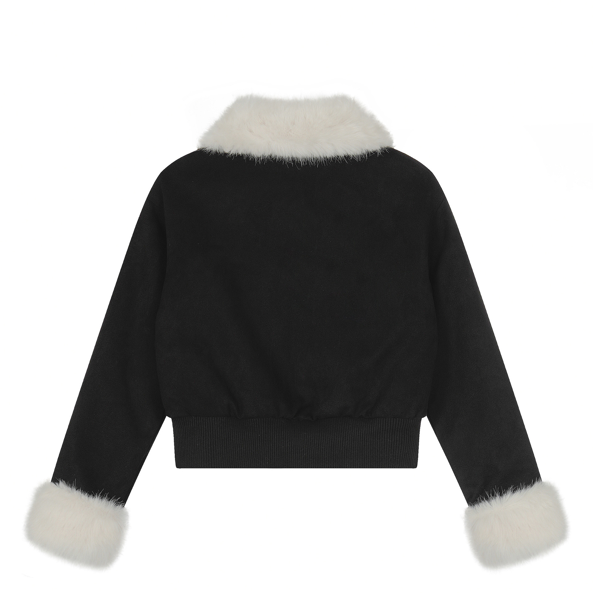 Contrast-Collar Cropped Jacket
