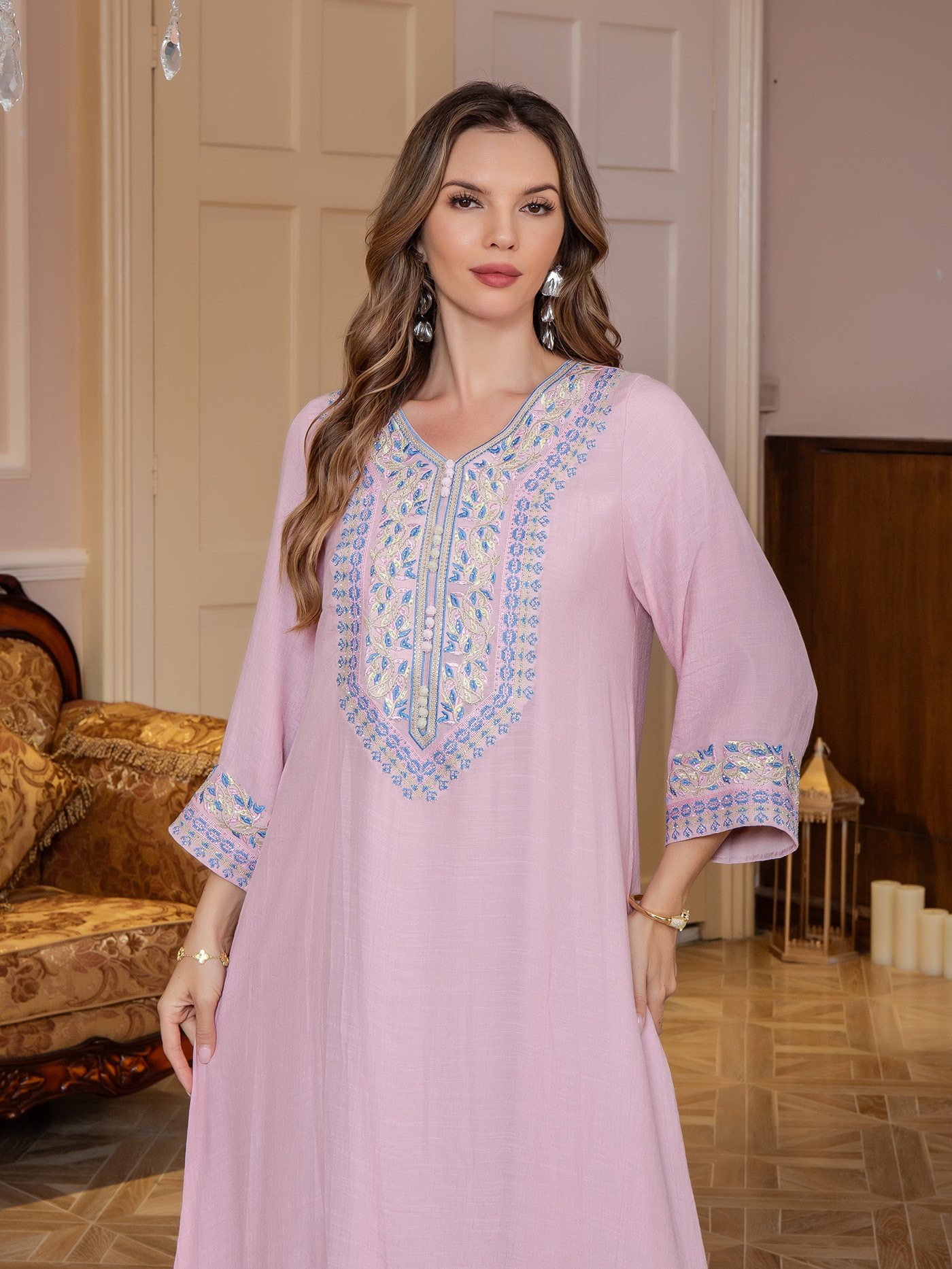 Embroidered Beaded Modest Maxi Dress for Women image 5