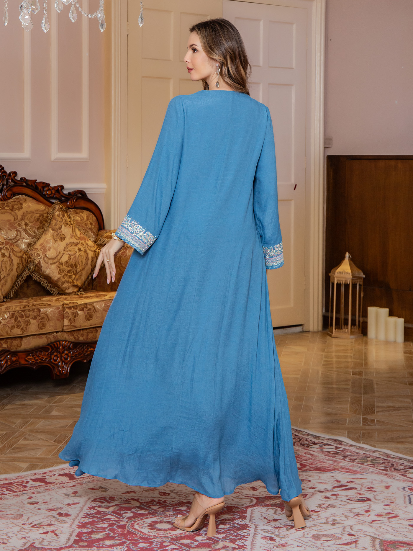 Embroidered Beaded Modest Maxi Dress for Women image 8