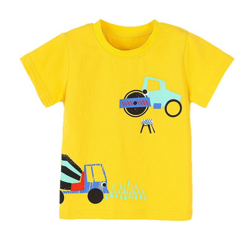 Children's Crewneck Top with Construction Vehicle Print