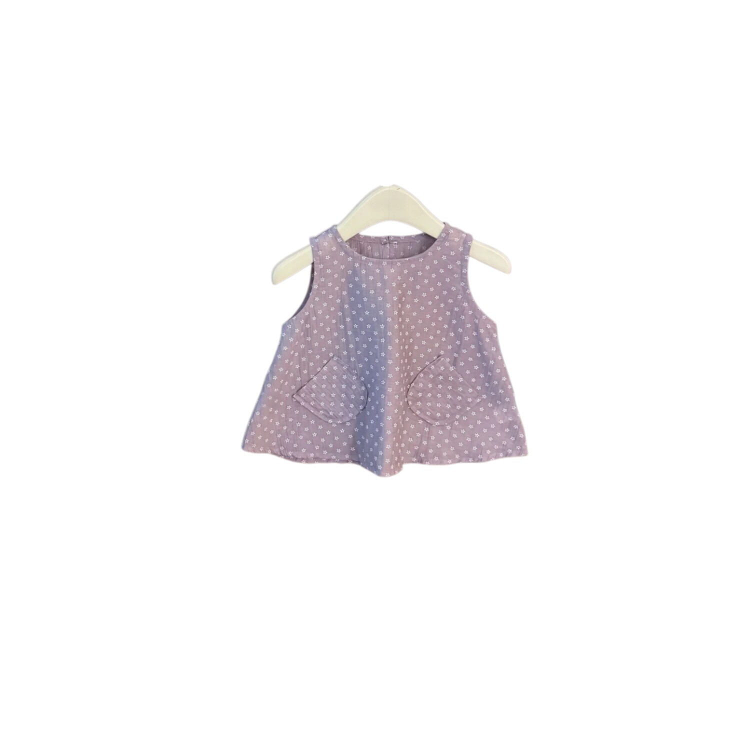 Purple Tone! Girls' Floral Dress Small Flower Sleeveless Dress with Shorts