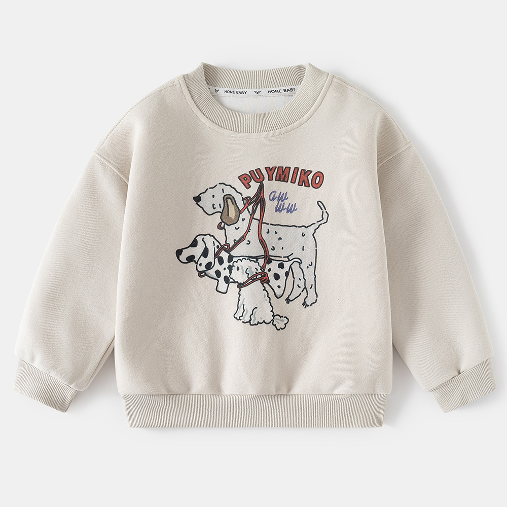 Girls' Children's Clothing Spring and Autumn New Cartoon Round Neck Sweatshirt for Middle and Large