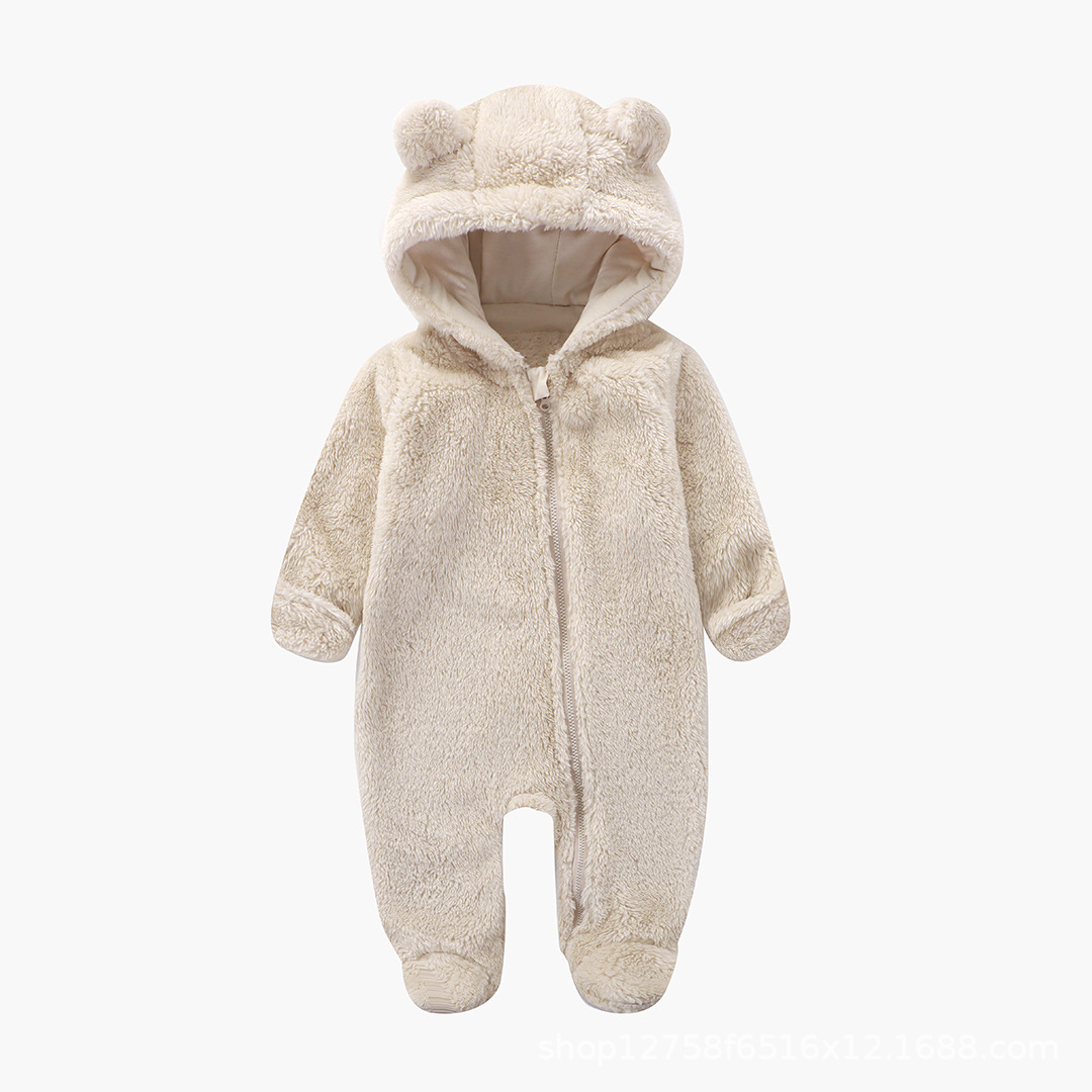 Infant Bodysuit Autumn Winter Fleece Baby One-Piece Full Sleeve and Foot Warm Crawling Suit Newborn