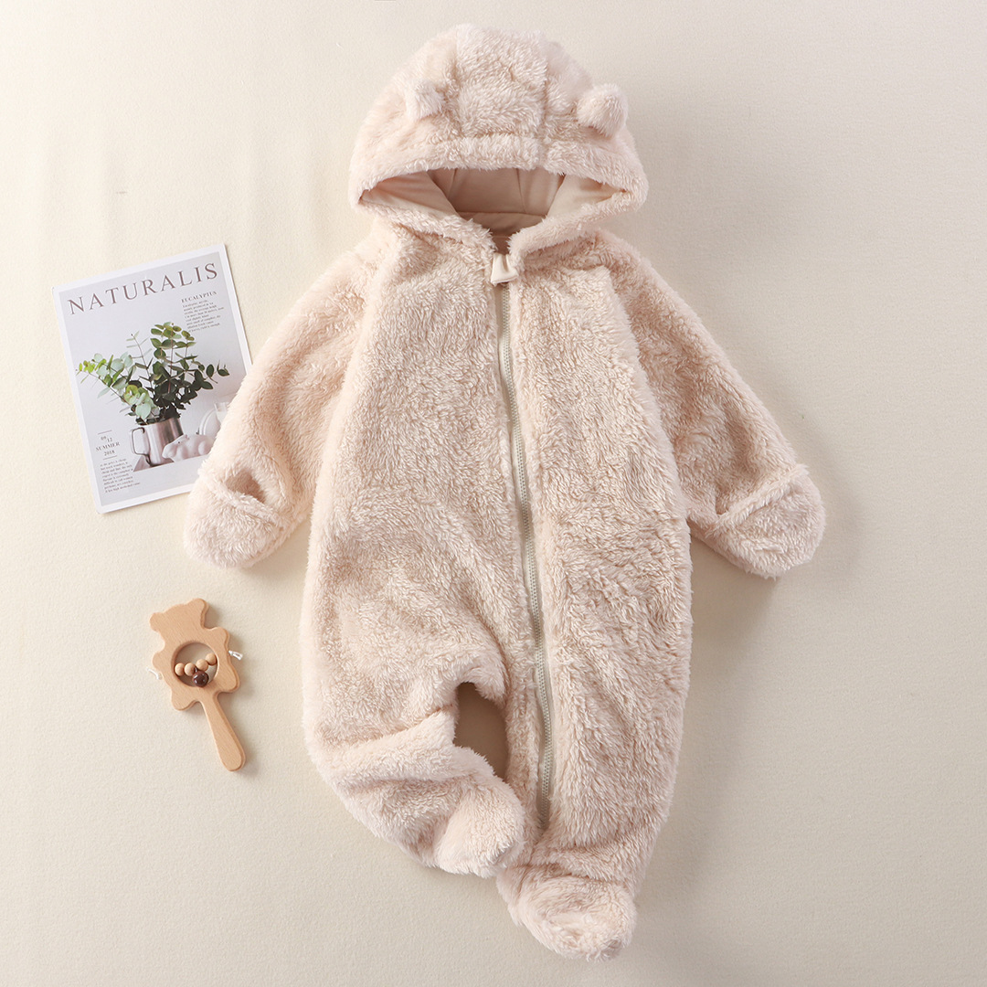 Infant Bodysuit Autumn Winter New Style Newborn Full-Hand Full-Foot Warm Crawling Suit Baby Fleece