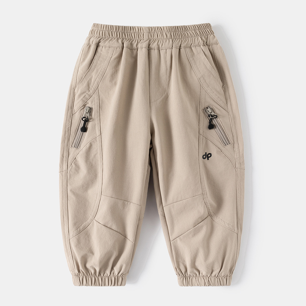 Casual Elastic Quick-Dry Hiking Pants for Boys, Solid Color Lightweight Breathable Kids' Outdoor
