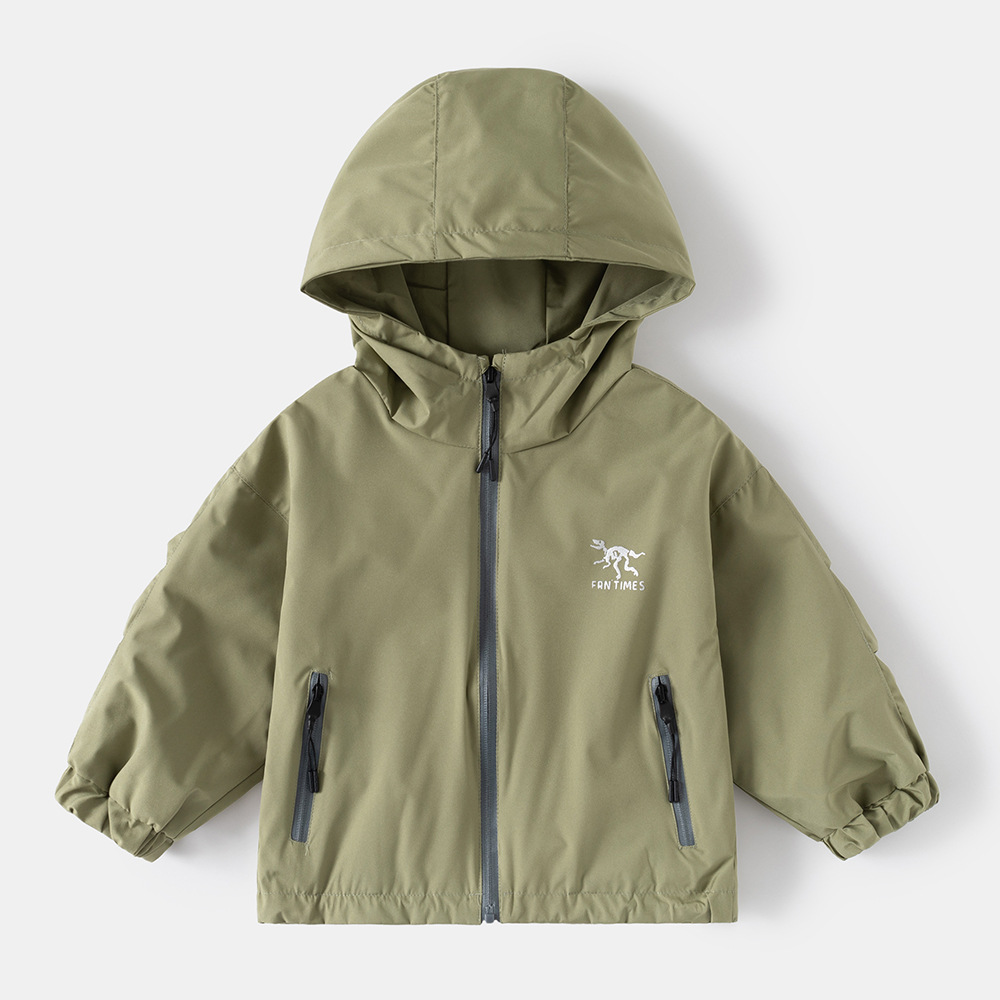 Casual Windbreaker Jacket for Boys, Long Sleeve, Zipper Closure, Outerwear for Kids