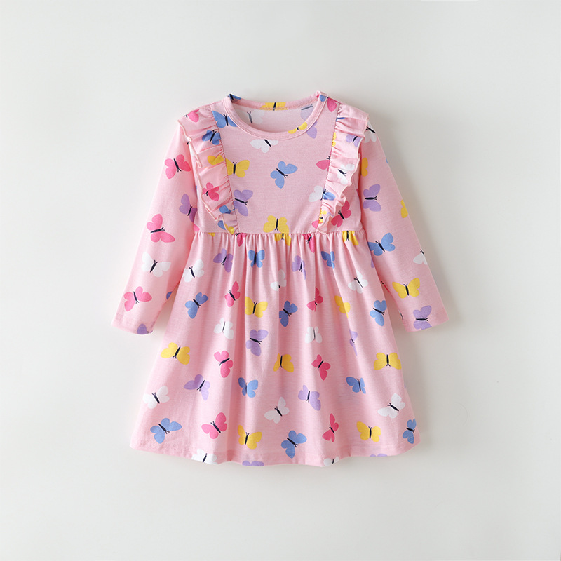 Butterfly print long sleeved dress