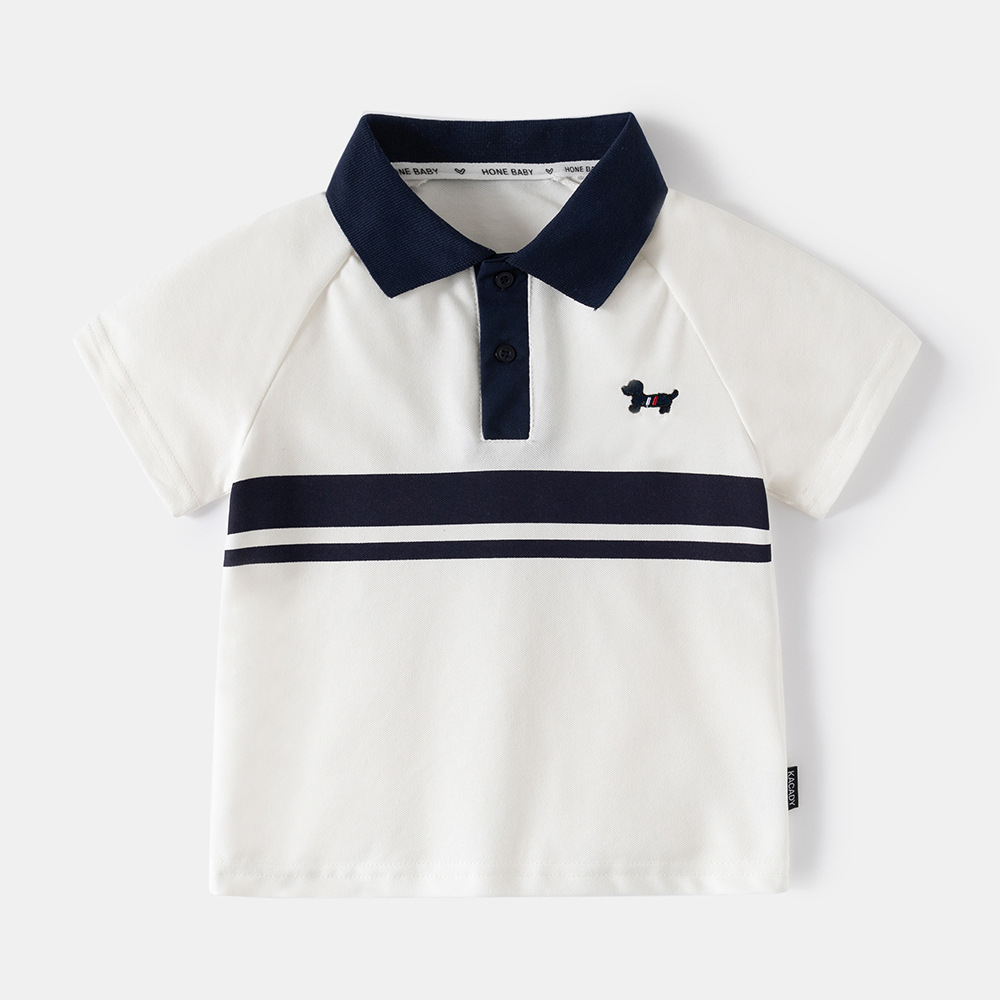 Children's Polo Shirt for Boys, Short Sleeve, Striped Design, Casual Summer Wear, Kids Size