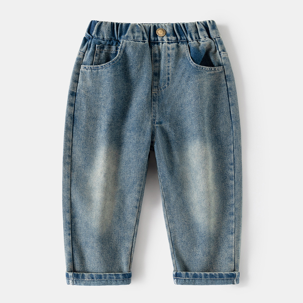 Casual Solid Color Denim Pants for Boys, Mid to Large Kids, Long Sleeve, Regular Fit