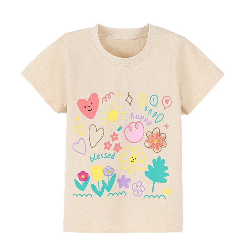 Style Floral Print Short Sleeve Round Neck T-Shirt