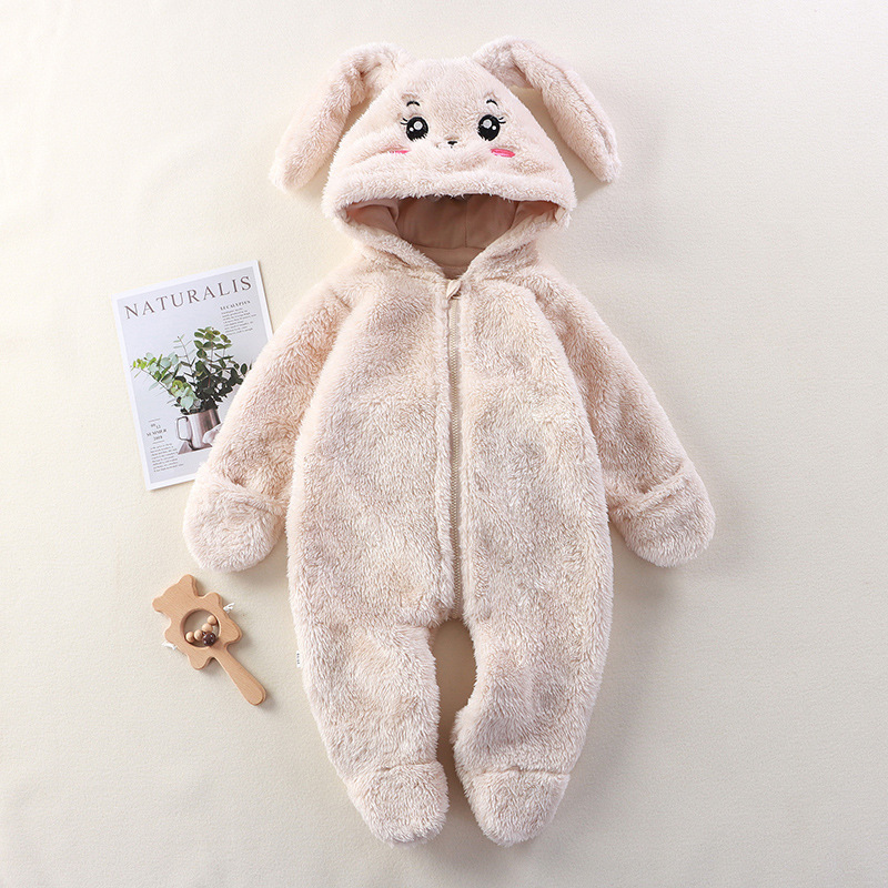 Baby Home Bodysuit Autumn Winter Cute Cartoon Panda Rabbit Bear Onesie Outer Fleece Coverall
