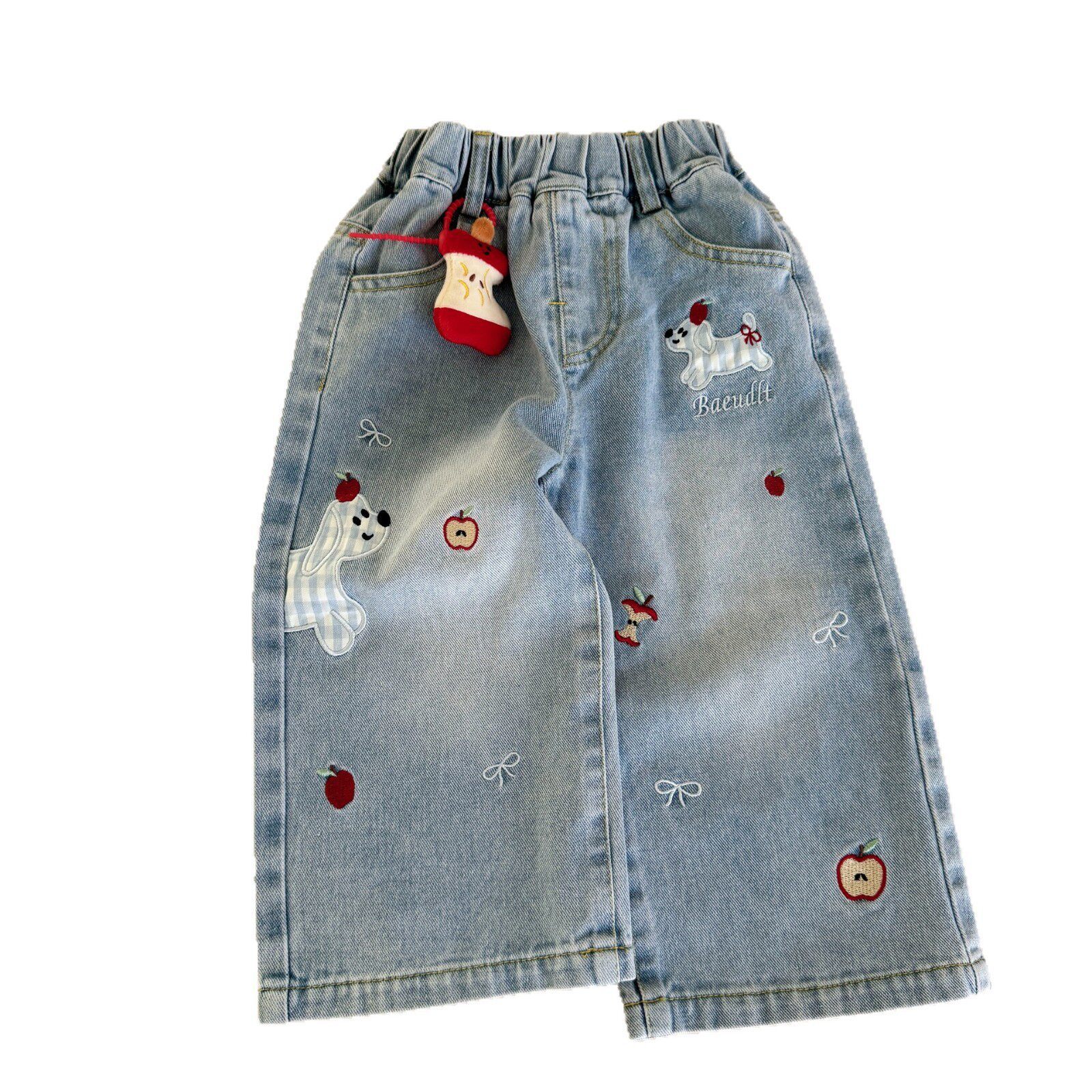 Denim Pants for Girls Wide Leg Trousers Straight Leg Baby Pants