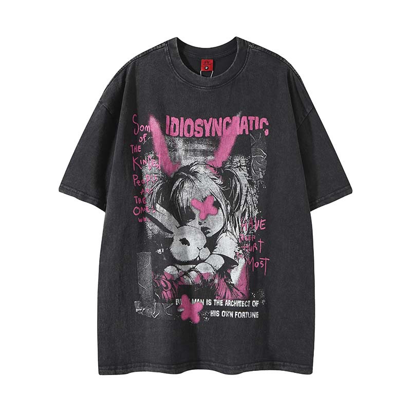 Character Doll Rabbit Printed Laundry Short Sleeve
