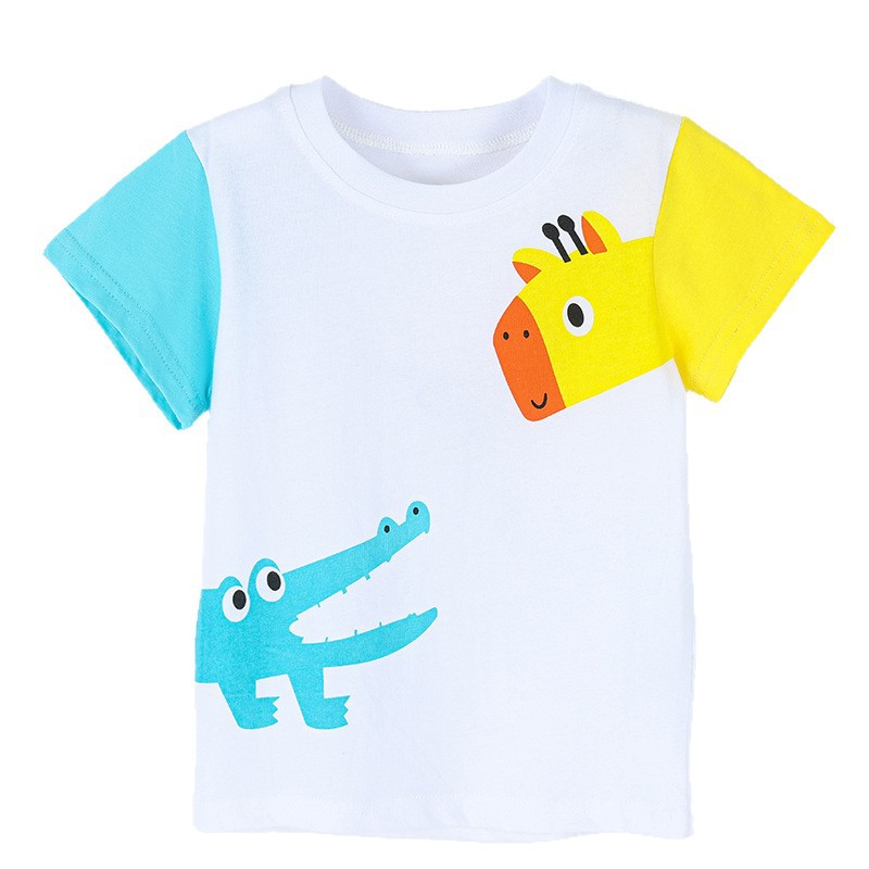 Casual Boy's Short Sleeve T-Shirt with Dinosaur Print