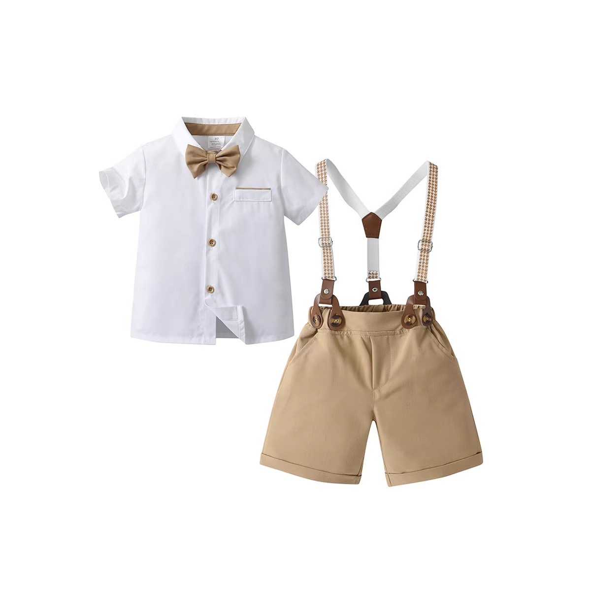 Casual English Gentleman Style Two-Piece Overalls Set for Boys Summer Kids Outfit Children's