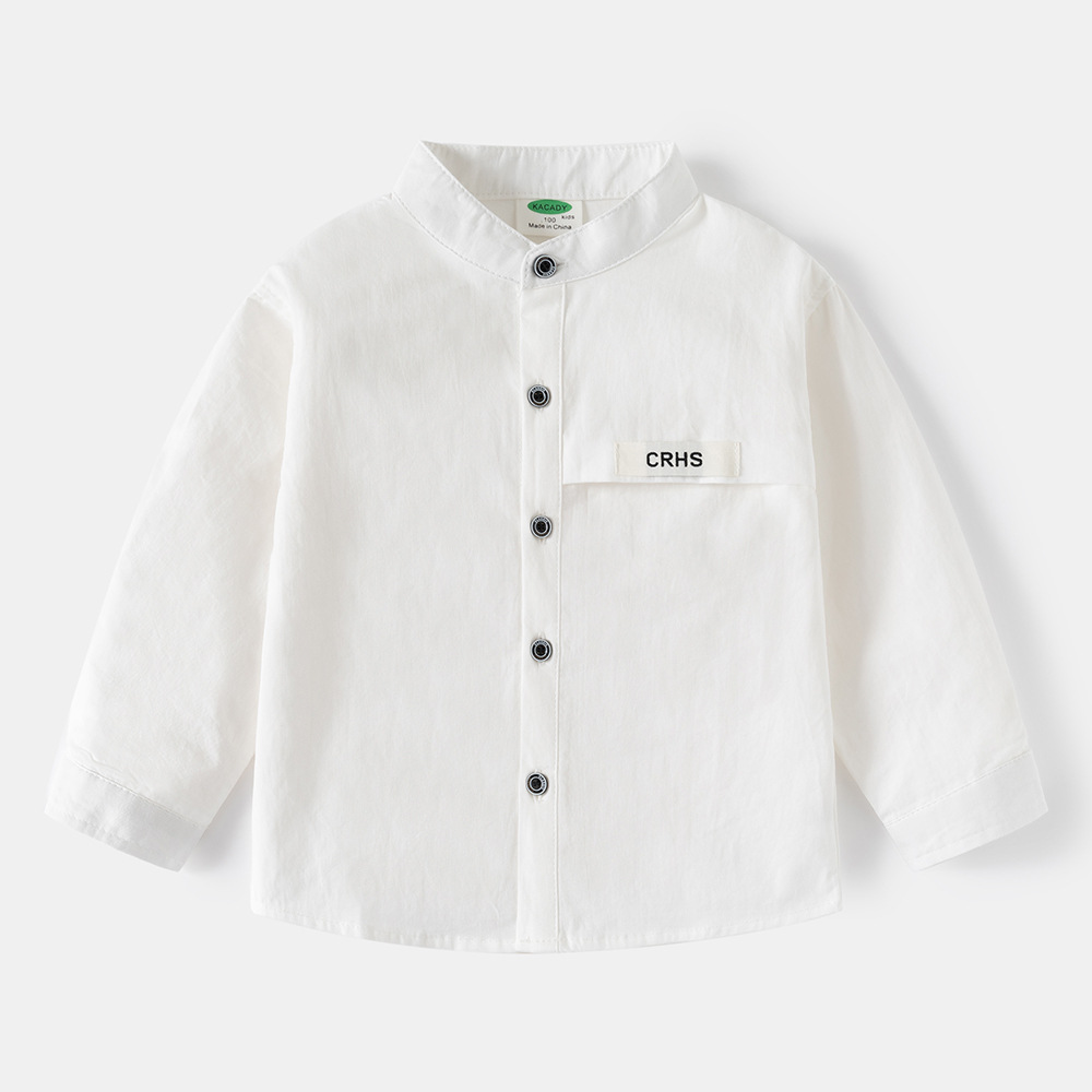 Boy's Long Sleeve Shirt, Autumn and Spring New Style, Children's Standing Collar Shirt, Middle and