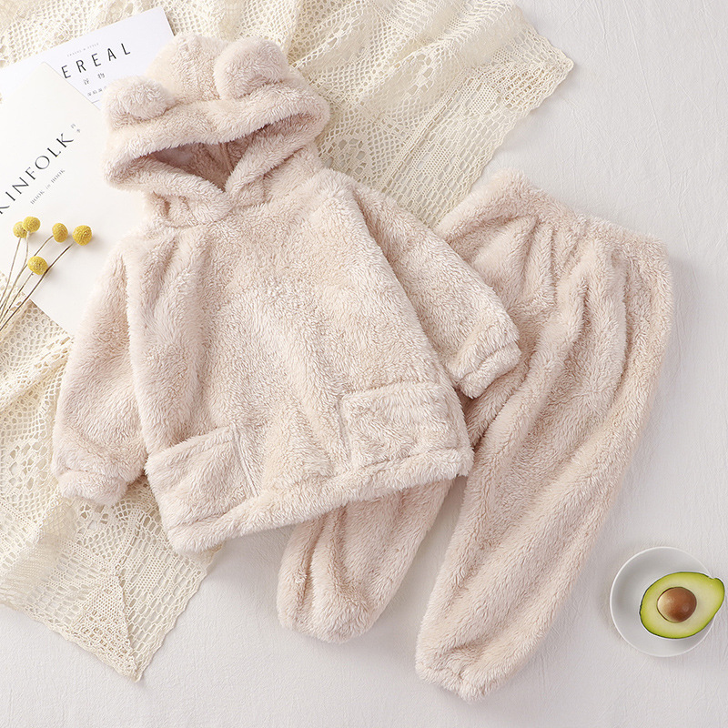 Children's Pajamas New Autumn Winter Bear Home Wear Set for Toddlers, Cute Outerwear Warm Clothing