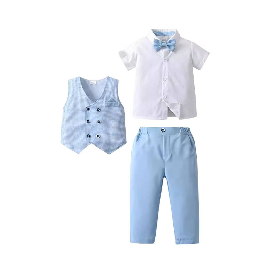 Arrival Children's Suit Set with Vest and Blazer, Short Sleeve English Style Summer Outfit for Boys