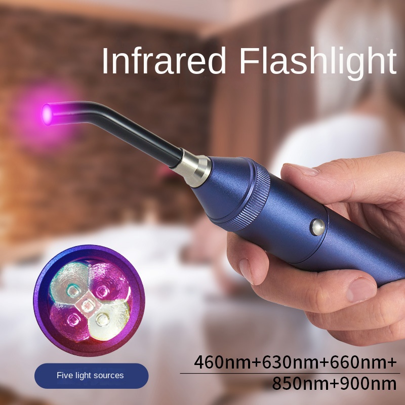E-commerce Red Light Flashlight with Five Light Sources, Nose and Ear Canal Relief, Guide Rod, LED