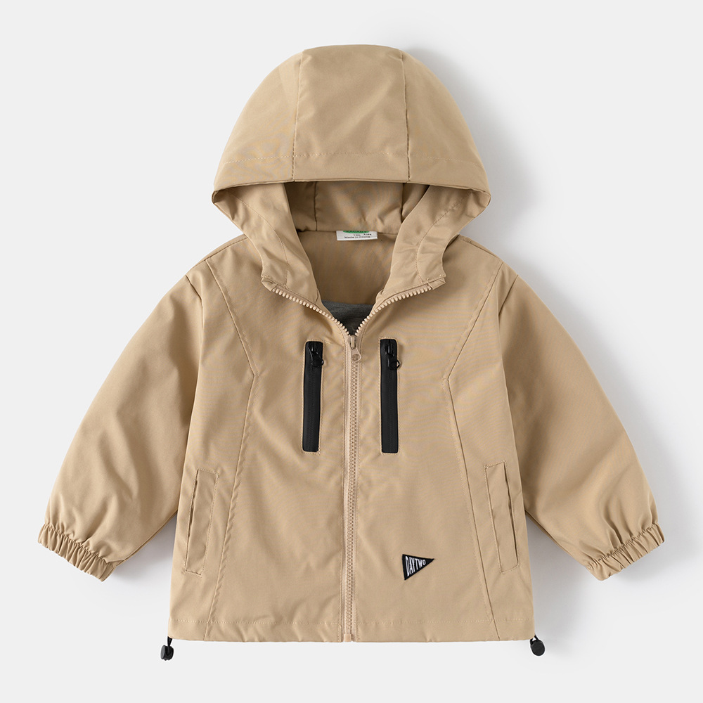 Children's Solid Color Jacket for Boys Casual Outerwear, Medium to Large Size, Zipper Closure