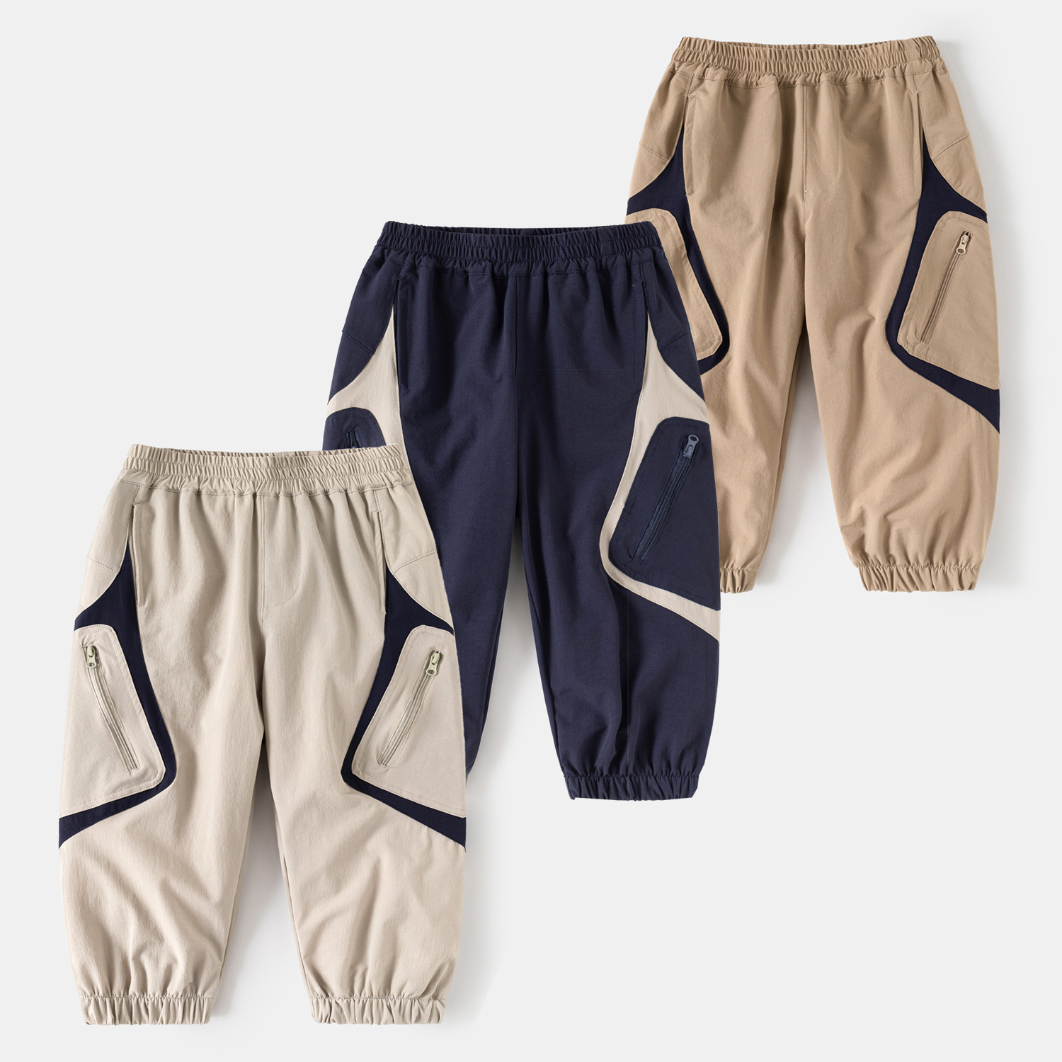 Casual Long Pants for Boys, Fashionable Utility Quick-dry Trousers for Kids, Mid to Large Sizes