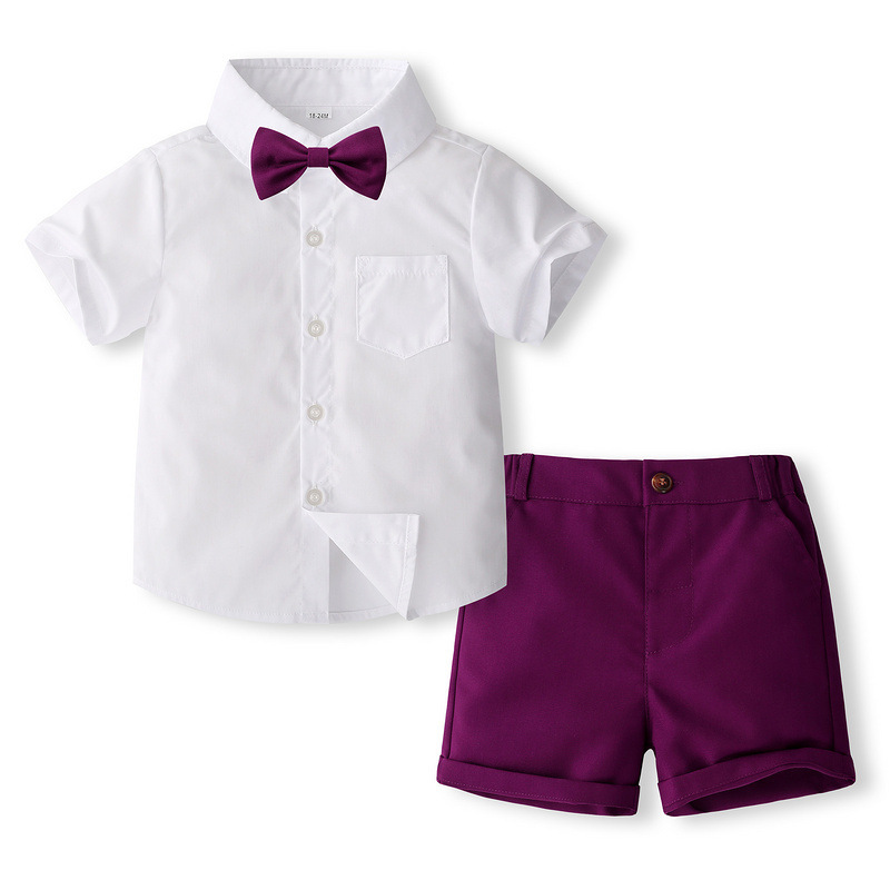Smart Cotton White Shirt amp Short Set for Boys, British Style Formal Outfit, Casual School Uniform