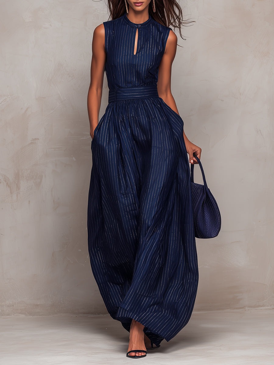 French style striped jumpsuit for women — styled look