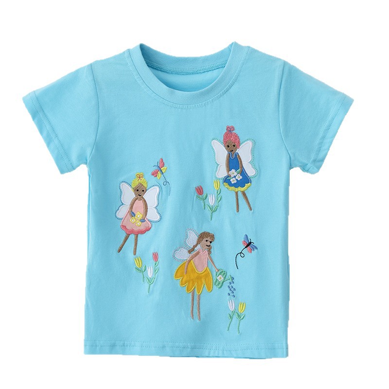 Short Sleeve Round Neck Knit Cotton Children's Top