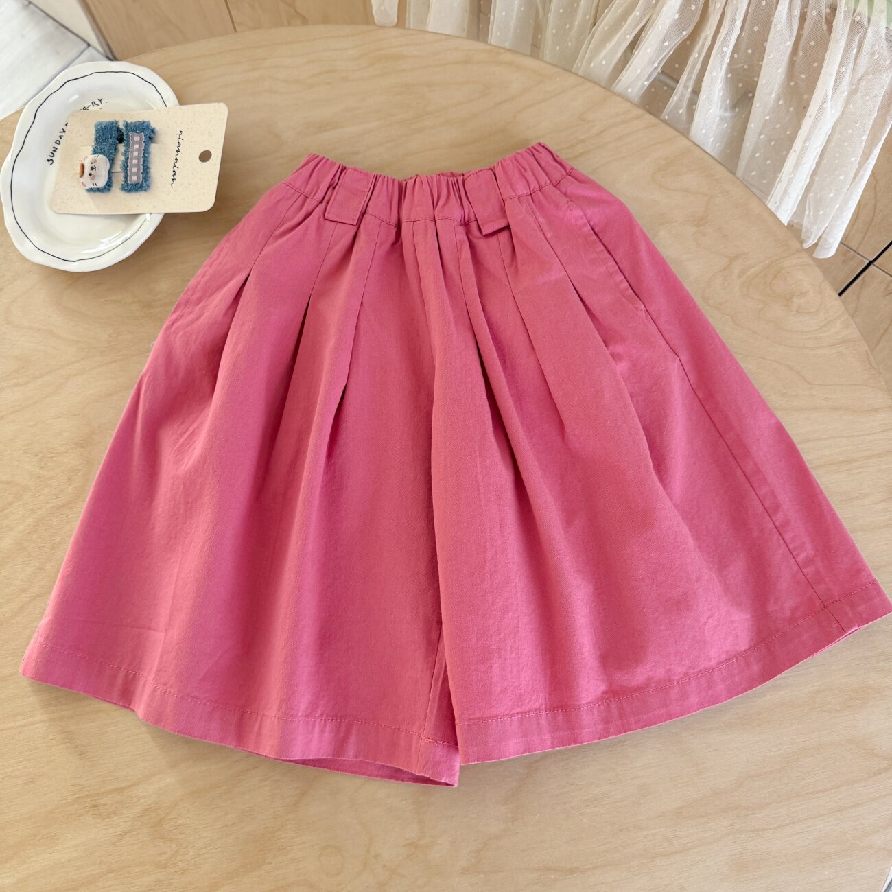 Retro Color Elastic Waist Pleated Midi Skirt A-Line Mid-Length Full Flared Skirt