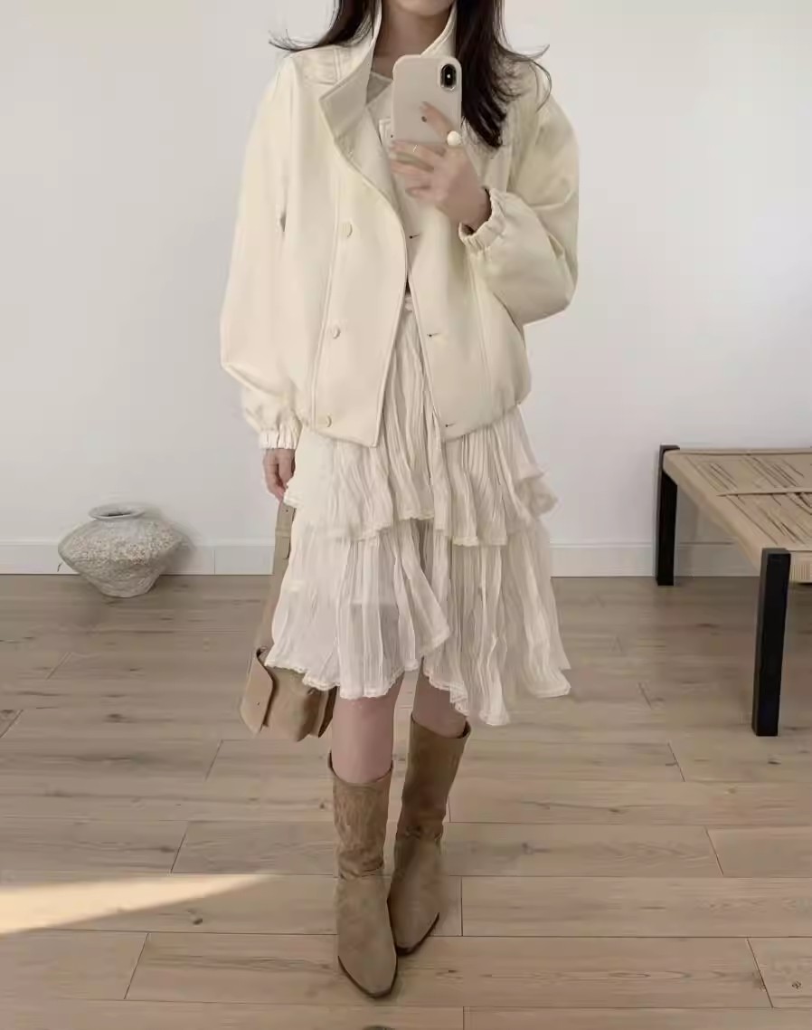 mesh irregular skirt solid color versatile A-line knee-length midi skirt DD52F72EE5AEBF564F4727AEE2B7EF08