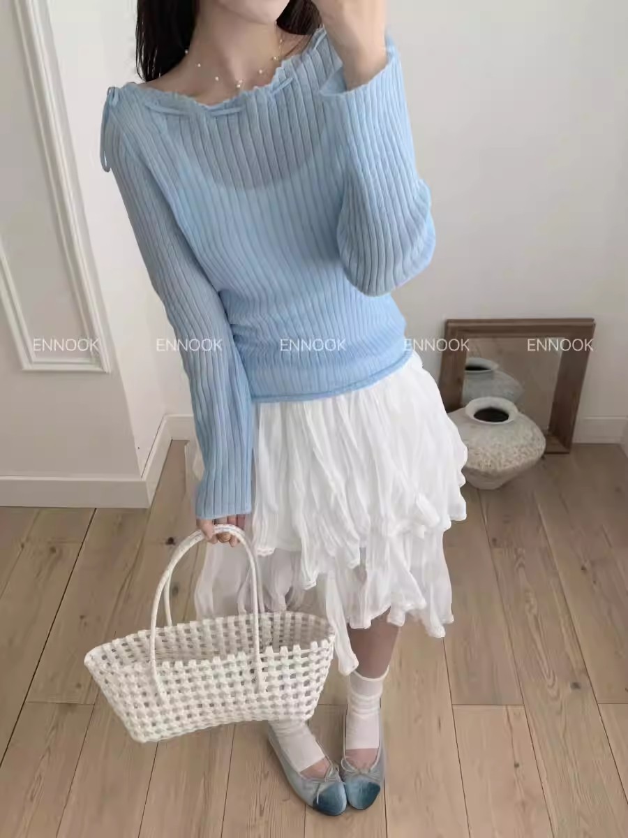 mesh irregular skirt solid color versatile A-line knee-length midi skirt E59F055B88F285E09CC67BF15BA6723B