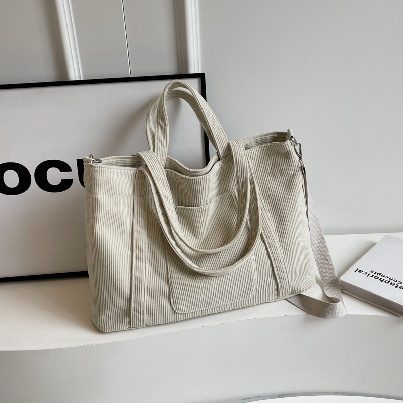 Crossbody Tote Bag in Corduroy, Large Capacity, Casual and Versatile, Shoulder Handbag for