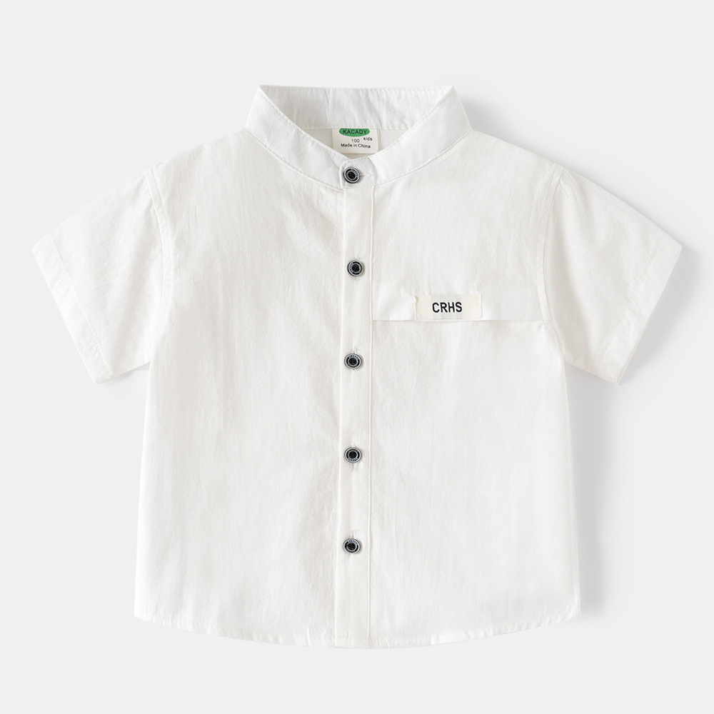 Boy's Summer New Short Sleeve Shirt for Kids, Collar Top, Short Sleeve, Casual Style
