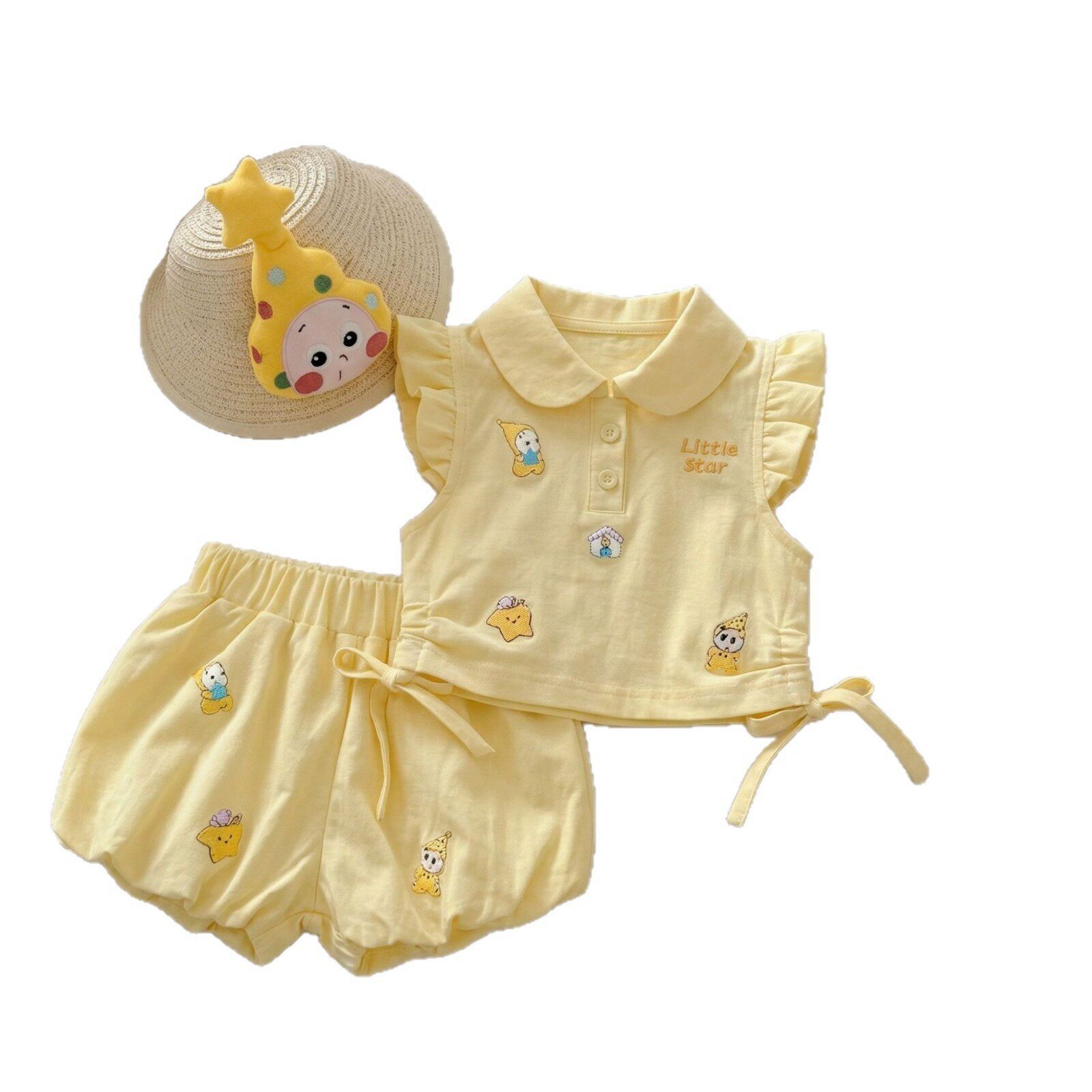 Cute Star Pattern Outfit for Girls Stylish Two-Piece Set with Bloomer Pants