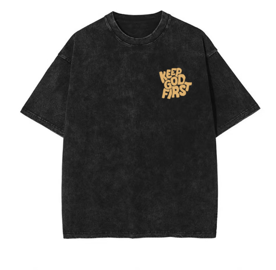 Vintage Washed Distressed Letter Print Oversized Short Sleeve T-Shirt Unisex Couple Style Heavyweight Tee Top FF4F00B75276613F3705BDA87B438049