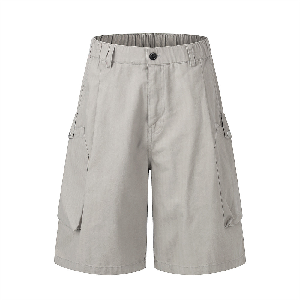 Herringbone patterned workwear with large pockets and shorts undefined
