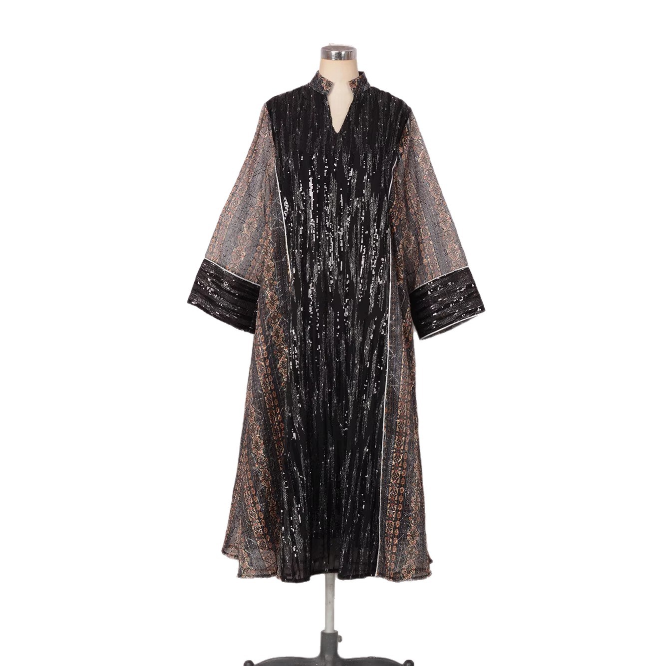 Mesh bead splicing loose women's long skirt dress