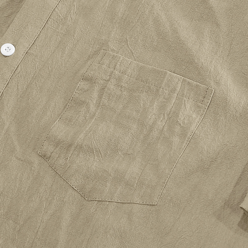 Cotton Linen Short Sleeve Shirt for Men Turn-down Collar Casual PocketDress Shirt, Summer 07B31CB8664EA1A5AF88FD0513B5D79D