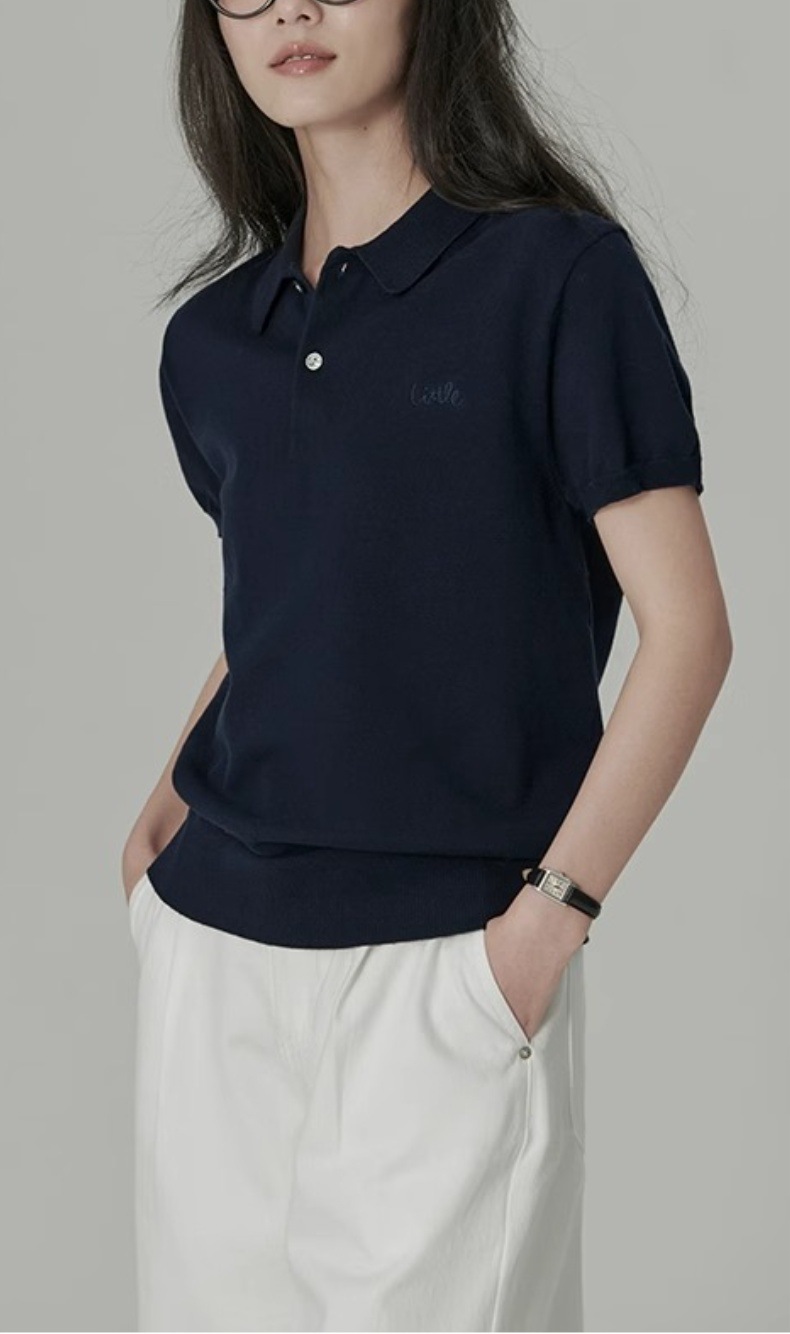 Classic Knit Intellectual Literary Summer Vintage Short Sleeve Polo Shirt 0CAA99D081186E3D95B3DE819EE5FD4A