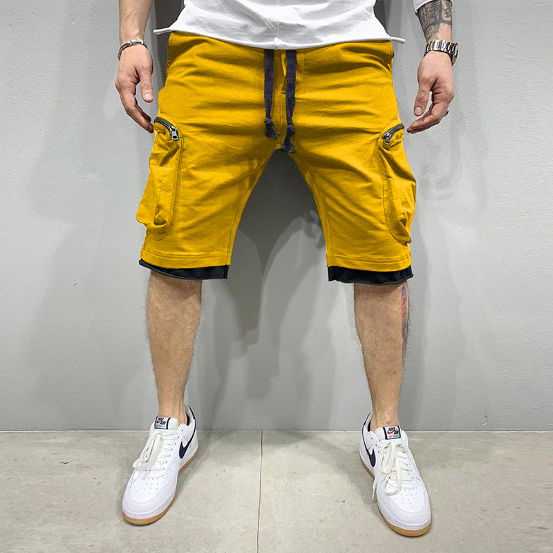 Summer Fitness Shorts for Men, Multi-Pocket Athletic Casual Hip-Hop Drawstring Cargo Pants, 5-Panel Shorts, Breathable Sporty Trendy undefined