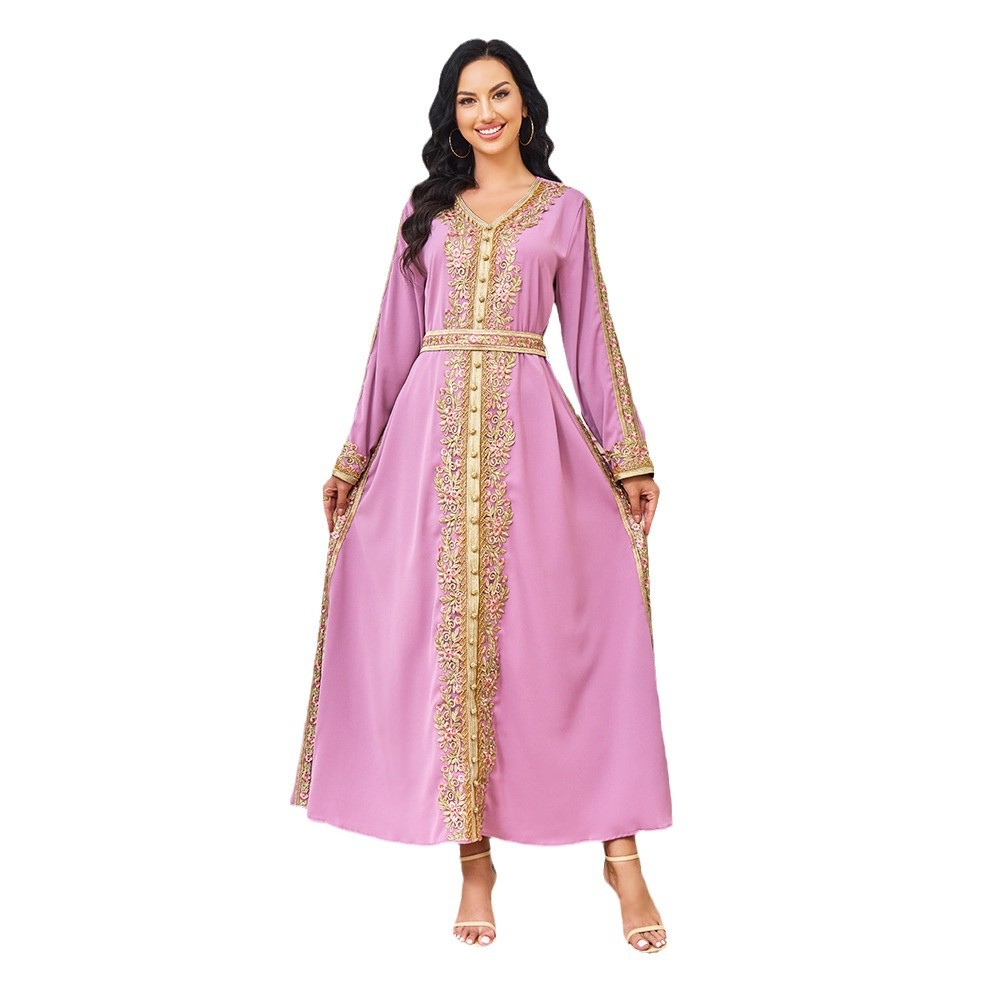 Embroidered round neck dress for women